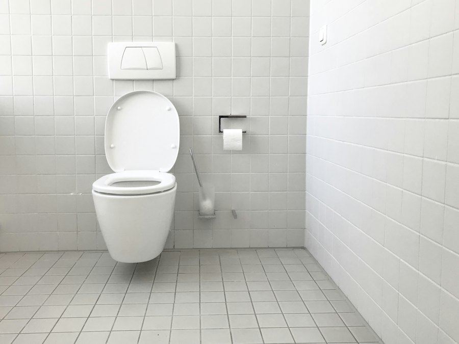 Estanque de WC abierto para cambiar el mecanismo de descarga en La Cisterna